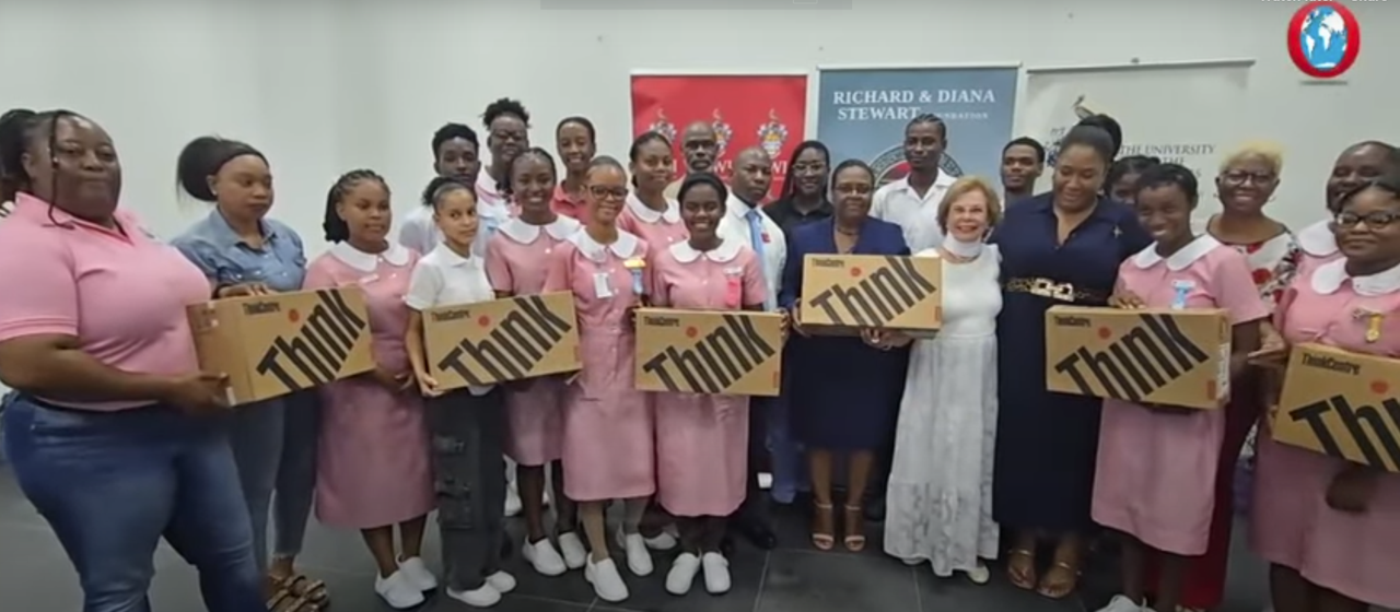 Nursing students receive laptops from Richard and Diana Stewart Foundation