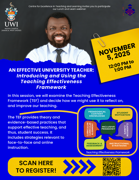 CETL's Lunch and Learn Seminar/Webinar: "An Effective University Teacher: Introducing and Using the Teaching Effectiveness Framework"