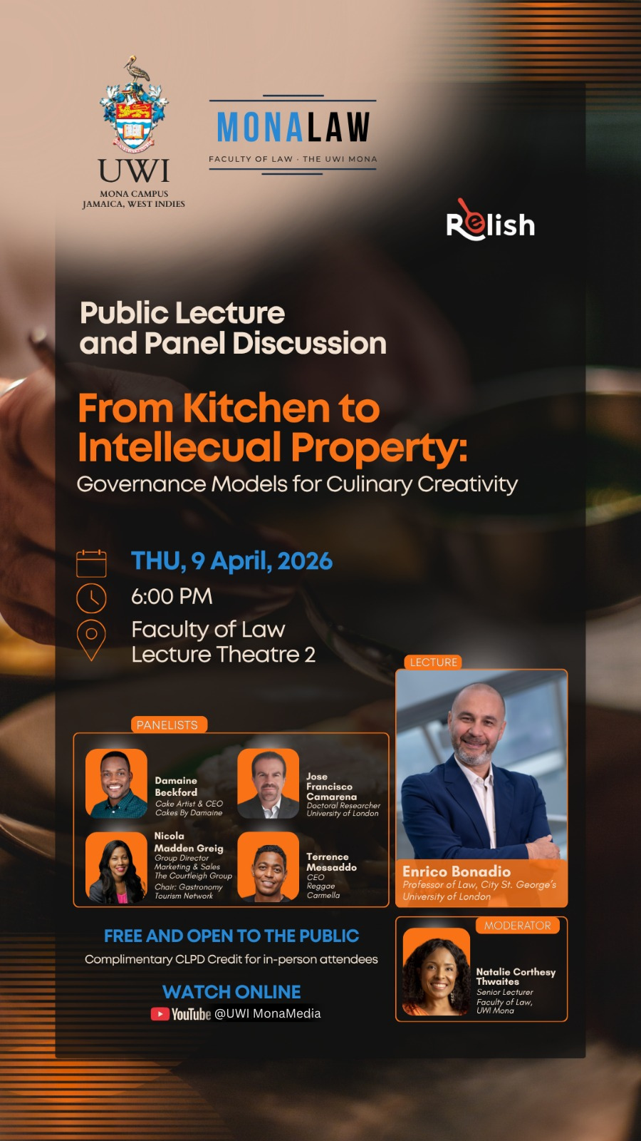 Invitation to MonaLaw Public Lecture and Panel Discussion- From Kitchen to Intellectual Property: Governance models for Culinary Creativity 